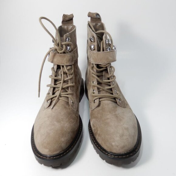 Lauren Ralph Lauren Elridge Lace Up Ankle Boots Size 5 Gray Suede Lug Sole NEW - Picture 4 of 10